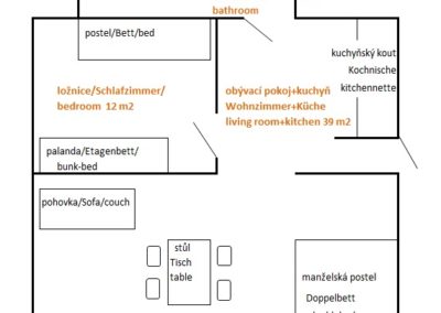 Jizerské hory ubytování penzion Solaris - apartmán č.2 půdorys