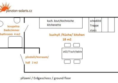 Jizerské hory ubytování penzion Solaris - apartmán č.5 půdorys přízemí